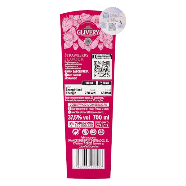 Ginebra strawberry Gin Glivery