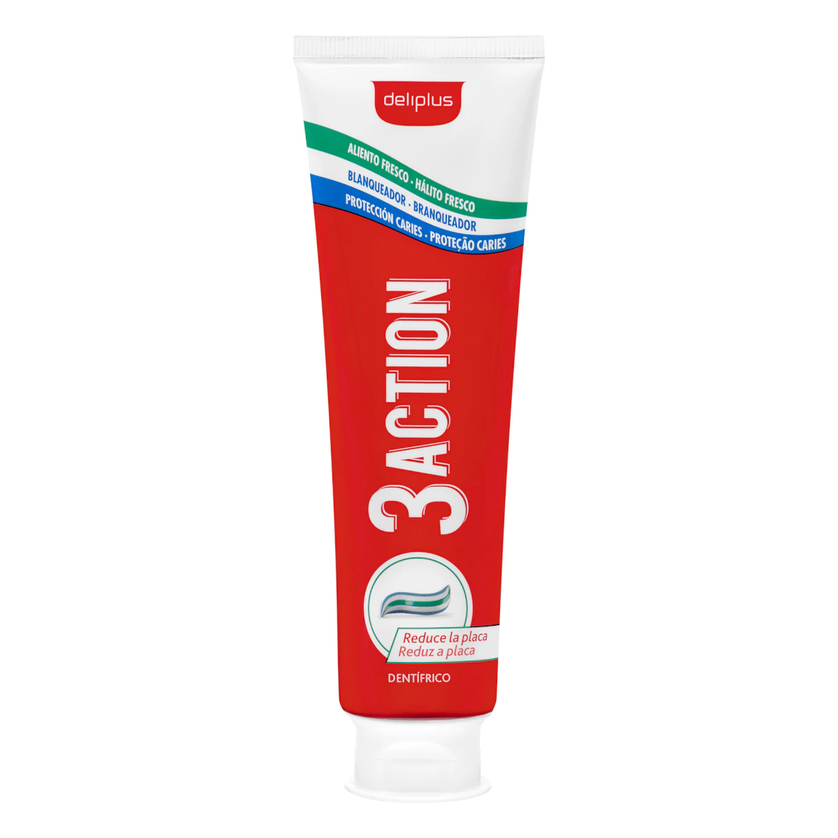 Dentífrico 3 action Deliplus – Mercadona – صورة إعلانية للمنتج