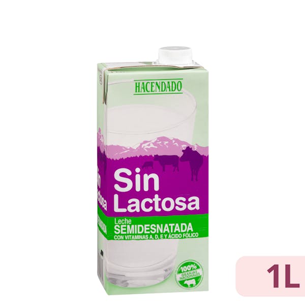 Leche semidesnatada sin lactosa Hacendado