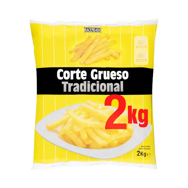 Patatas prefritas corte grueso Hacendado ultracongeladas