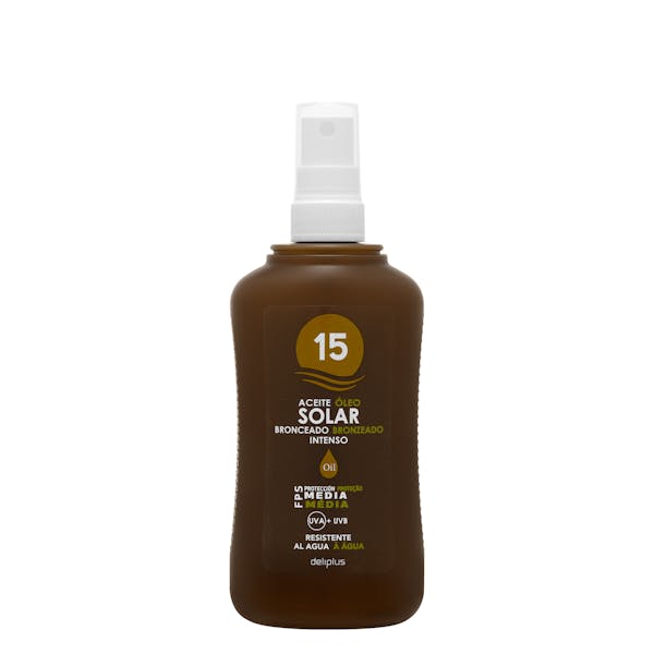 Aceite solar protector bronceado intenso Deliplus FPS 15