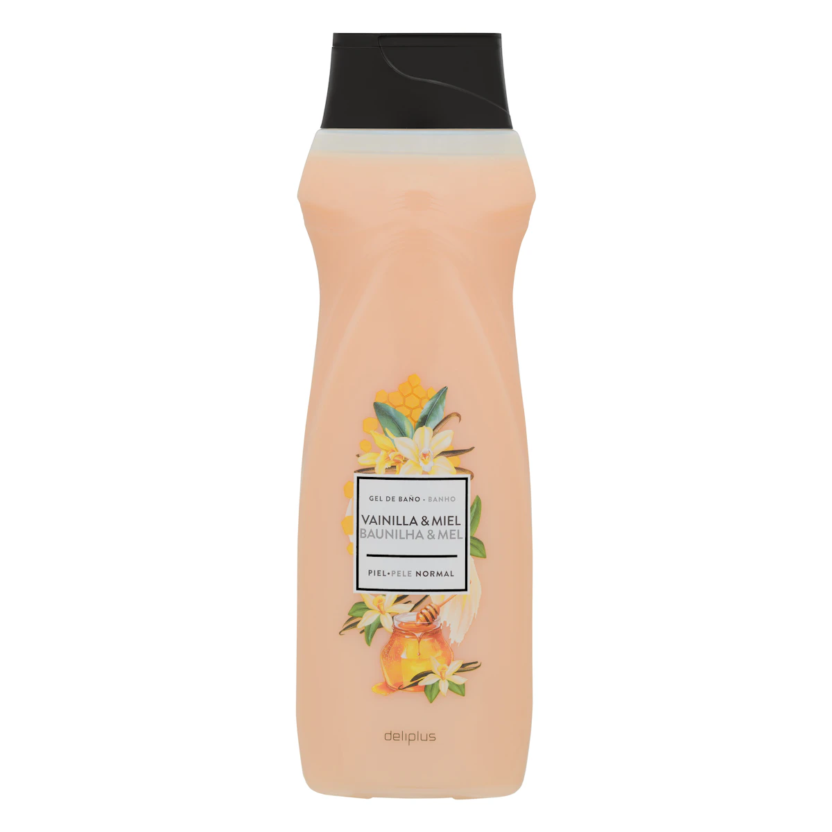 Gel de baño vainilla y miel Deliplus piel normal – Mercadona – صورة إعلانية للمنتج