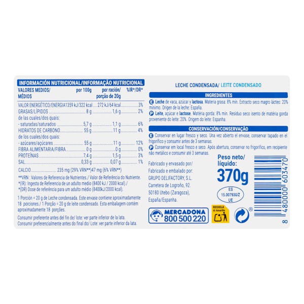 Leche condensada Hacendado