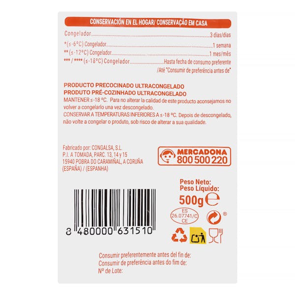 Palitos de merluza a la romana Hacendado ultracongelados