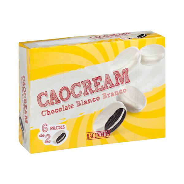 Galletas caocream chocolate blanco Hacendado rellenas de crema ...