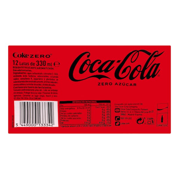 Refresco Coca-Cola zero azúcar