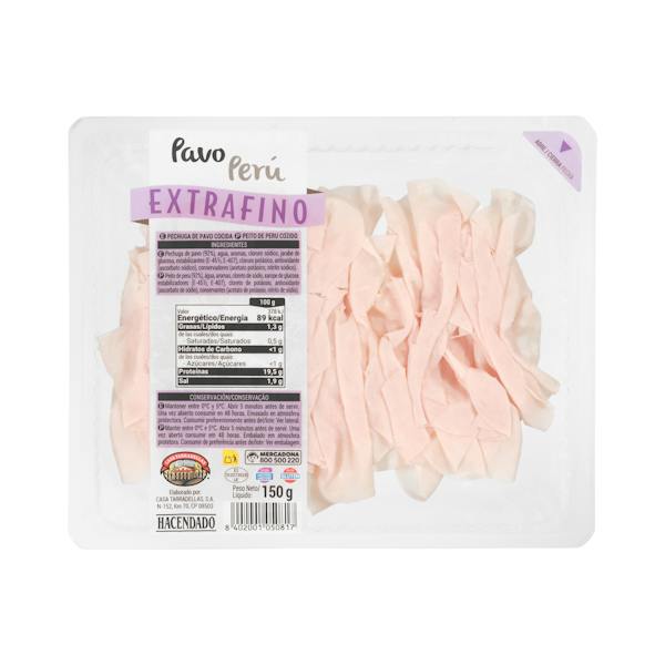 Imagen de Pechuga pavo cocida extrafino Hacendado lonchas