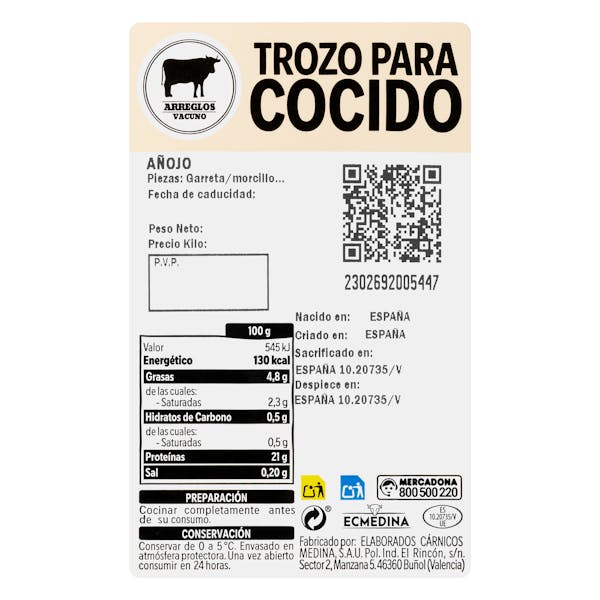 Trozo de vacuno para cocido