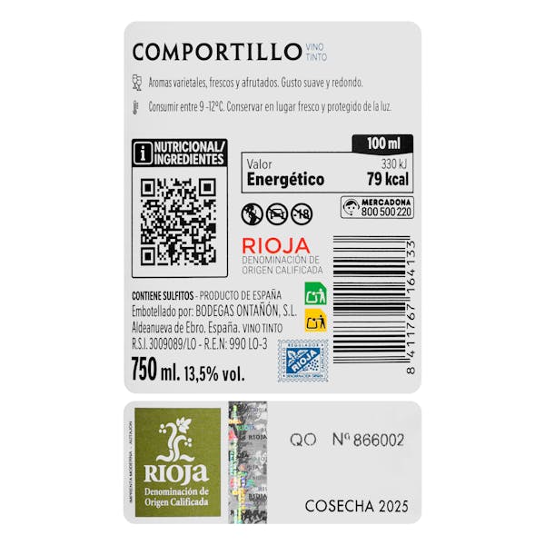 Vino tinto cosecha Comportillo DO Rioja