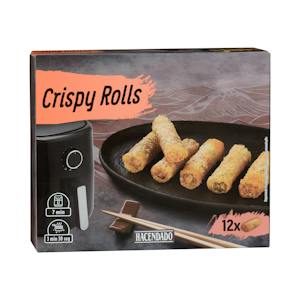 Rollitos crujientes Crispy Rolls de langostino Hacendado ultracongelados