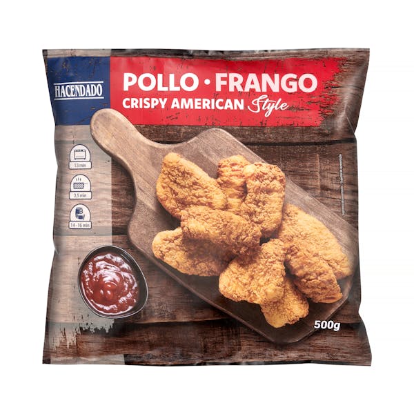 Pollo marinado rebozado Crispy American Style Hacendado ultracongelado