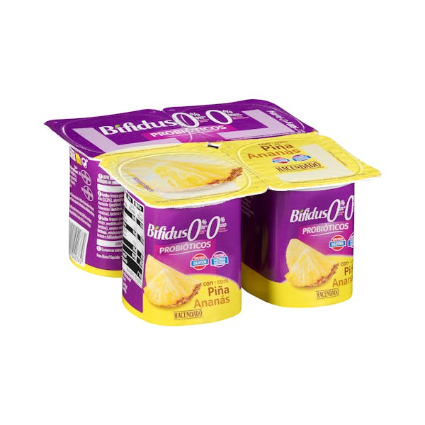 Imagen de Bífidus desnatado probióticos con piña Hacendado 0% MG 0% azúcares añadidos