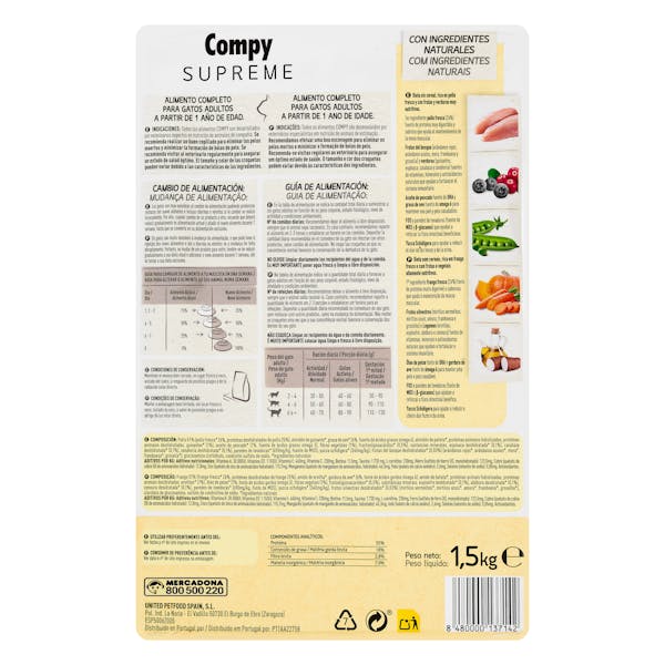 Comida gato adulto Supreme Compy con pollo, frutas y verduras