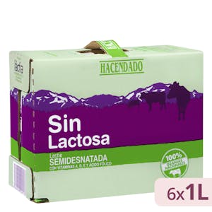 Leche semidesnatada sin lactosa Hacendado