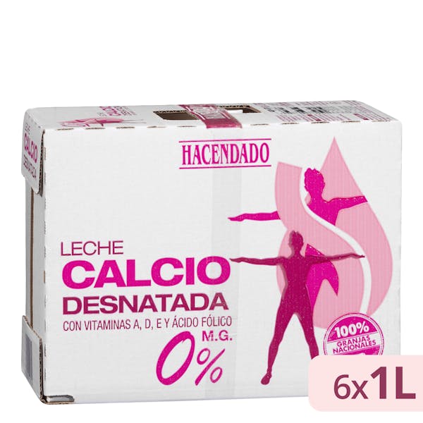 Leche desnatada calcio Hacendado