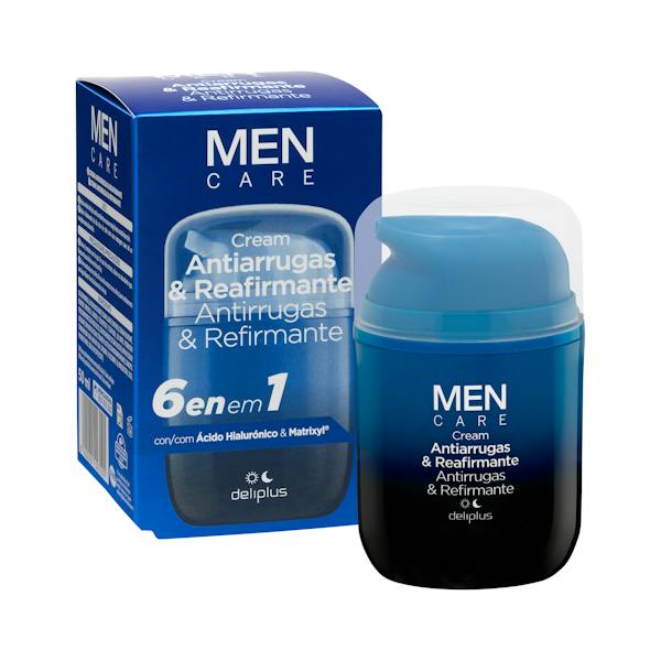 Imagen de Crema facial Antiarrugas y Reafirmante Men care Deliplus ácido hialurónico y matrixyl