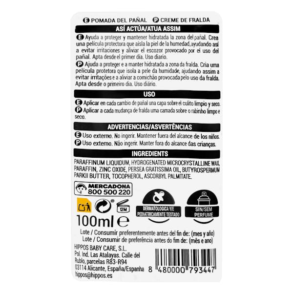 Pomada del pañal sin perfume Deliplus