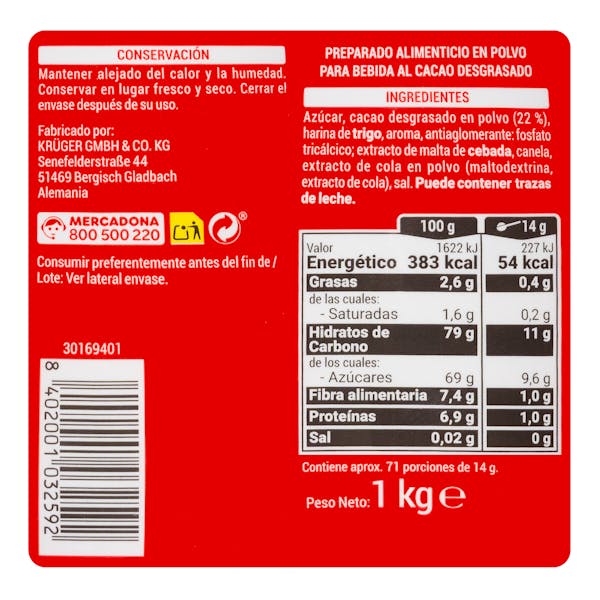 Cacao soluble Hacendado