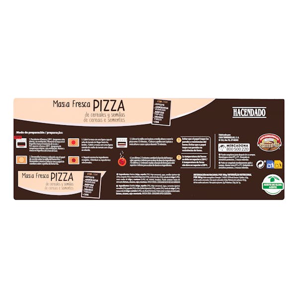 Masa fresca pizza de cereales y semillas Hacendado