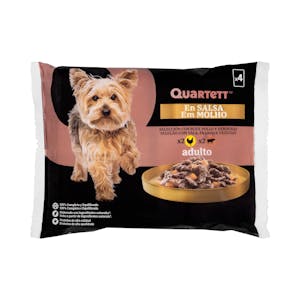 Imagen de Trozos en salsa para perros adultos Quartett con pollo y verduras