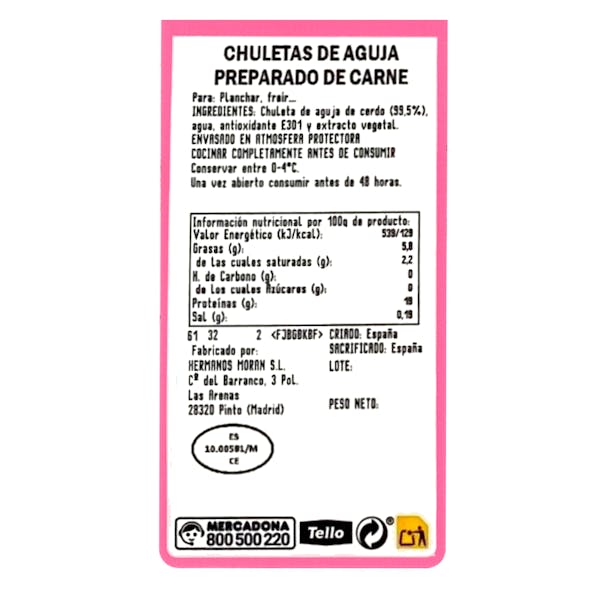 Chuletas aguja de cerdo