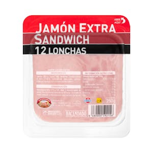 Jamón cocido extra sándwich Hacendado lonchas
