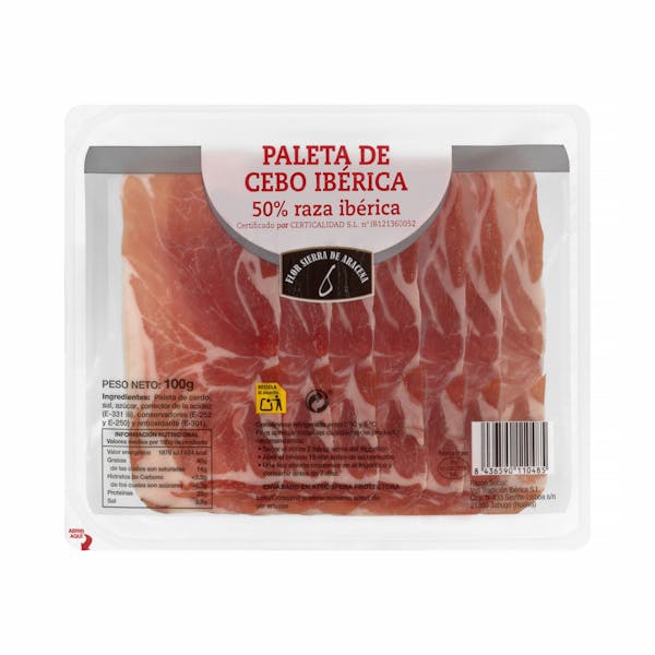 Paleta de cebo ibérica 50% Flor Sierra de Aracena lonchas