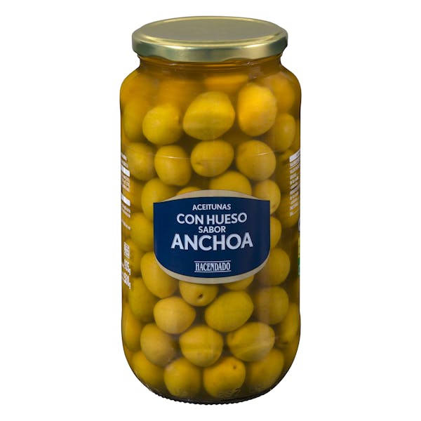 Aceitunas manzanilla sabor anchoa Hacendado con hueso