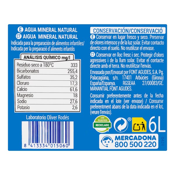 Agua mineral grande Font Agudes
