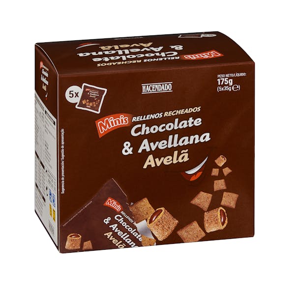 Mini cereales rellenos de chocolate y avellanas Hacendado Mercadona Mini cereales rellenos de chocolate y avellanas Hacendado Mercadona