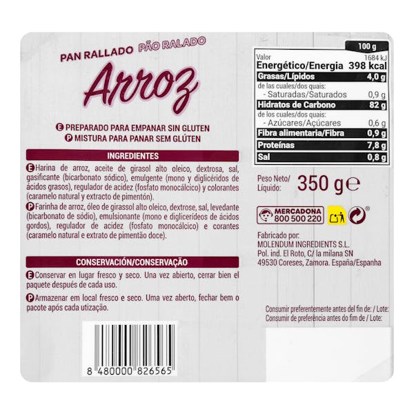 Pan rallado de arroz Hacendado