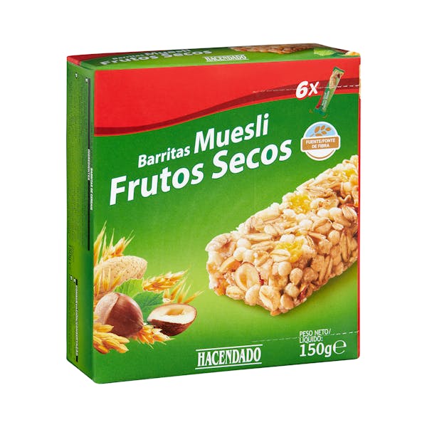 Cereales Fruta Y Fibra Mercadona Barritas de cereales muesli Hacendado frutos secos | Mercadona compra