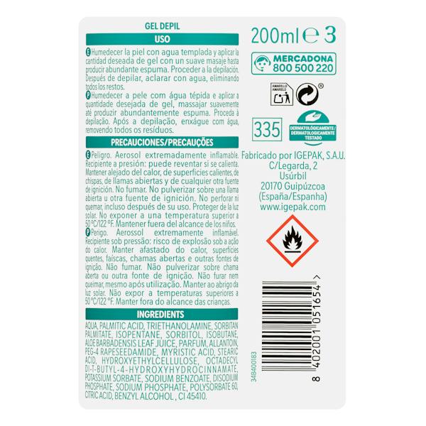 Etiqueta / ingredientes