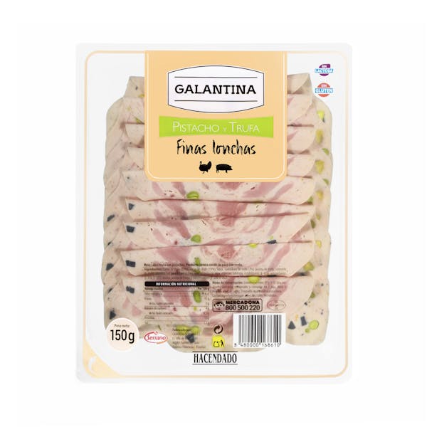 Imagen de Galantina con pistacho y trufa Hacendado finas lonchas