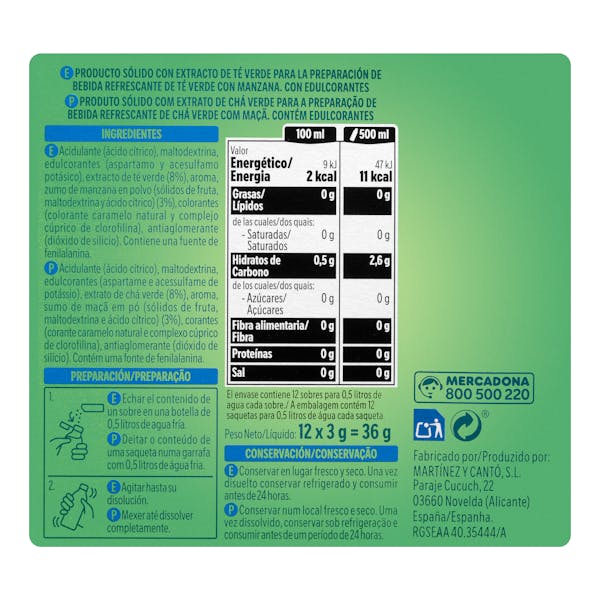 Refresco té soluble manzana Hacendado
