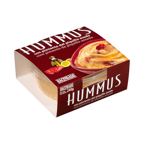 Hummus de garbanzos Hacendado con pimiento del piquillo asado