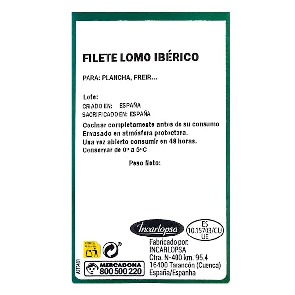Filetes lomo de cerdo ibérico