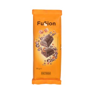 Chocolate con leche Fussion Hacendado relleno de caramelo con leche aireado