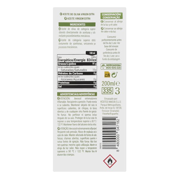 Aceite de oliva virgen extra Hacendado