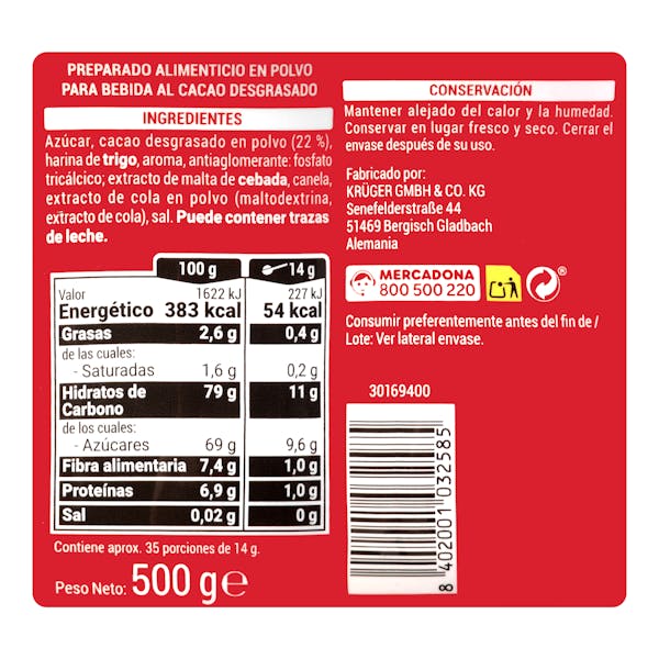 Cacao soluble Hacendado
