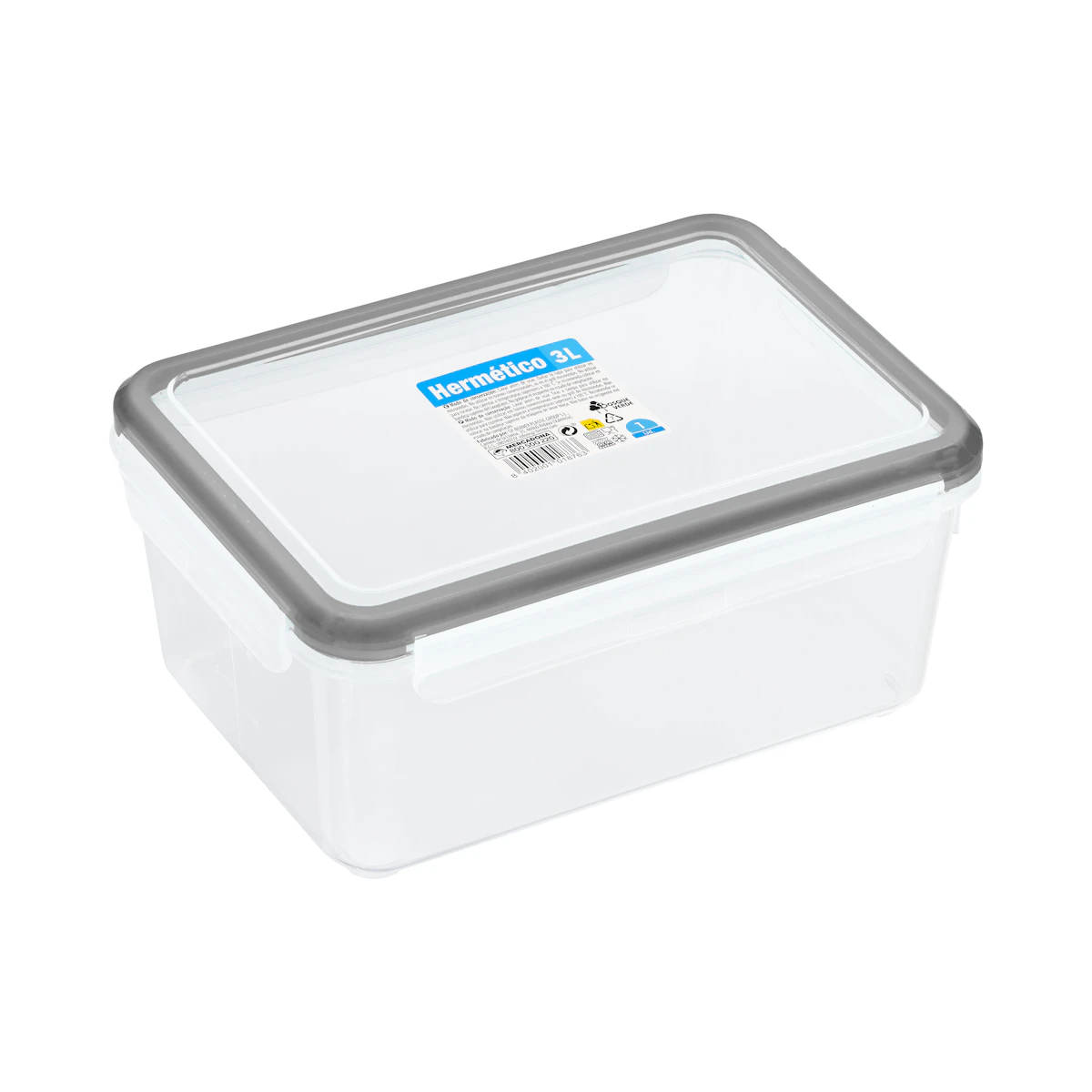 Recipiente hermético de plástico rectangular 3L Bosque Verde – Mercadona – صورة إعلانية للمنتج