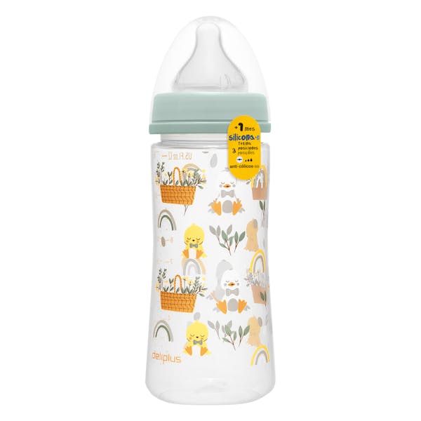 Biberón 360 ml tetina silicona tres posiciones Deliplus +1 mes