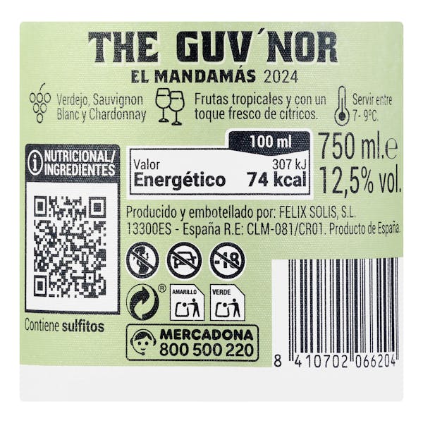 Vino blanco afrutado The Guv'Nor El Mandamás