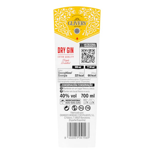 Ginebra London Dry Gin Glivery