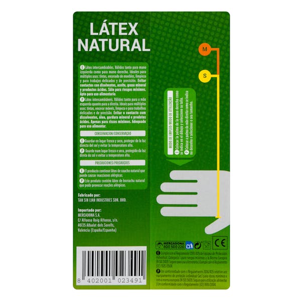 Guantes de látex Bosque Verde talla pequeña-mediana