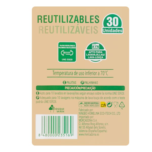 Pajitas rectas reutilizables