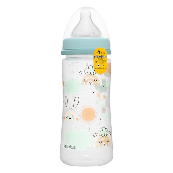 Biberón 360 ml tetina silicona tres posiciones Deliplus +1 mes