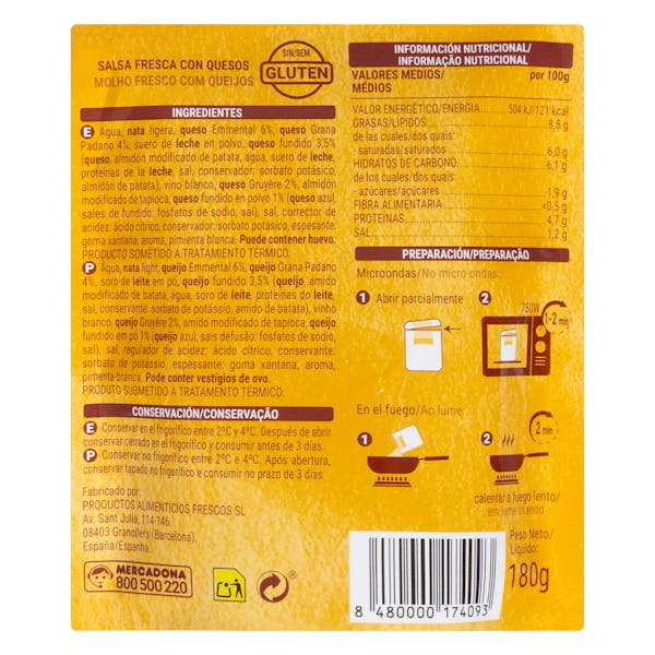 Salsa fresca Queso Hacendado