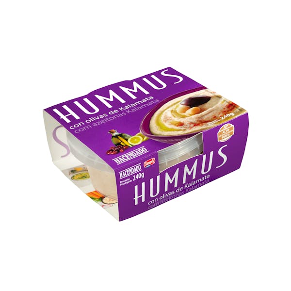 Hummus de garbanzos Hacendado con olivas de kalamata Mercadona compra
