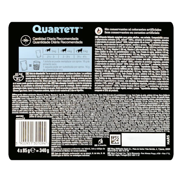 Gelatina gato adulto selección de pescado Quartett